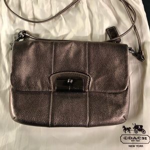 Coach metallic leather crossbody/clutch